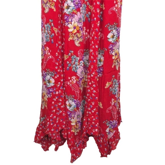 Bila Bohemian Ruffled Handkerchief Maxi Dress Floral Smocked SIZE SMALL NWT - Picture 14 of 16